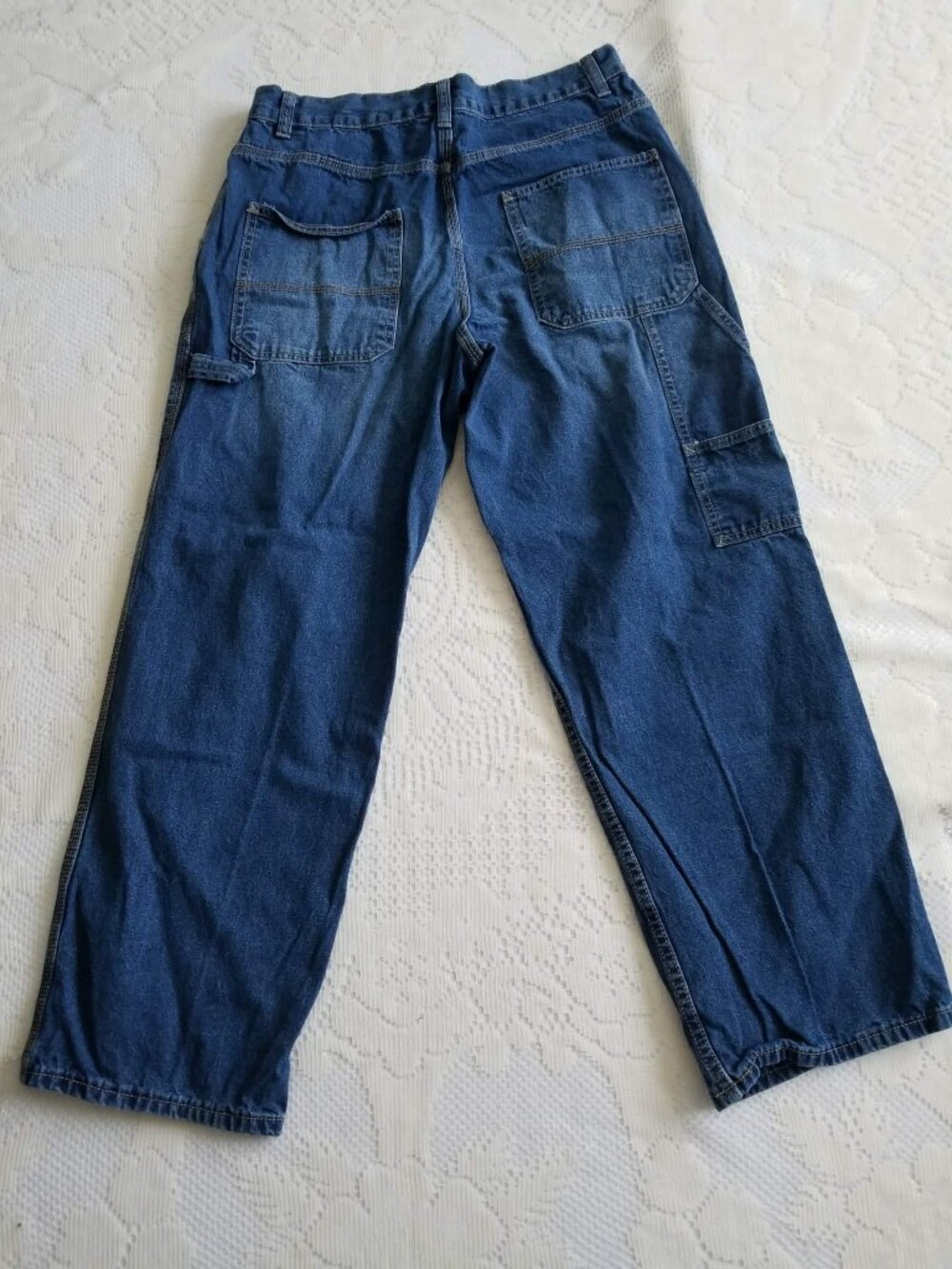 Men’s Carpenter Jeans Relaxed Workwear Utility Blue Denim Size 34 x 30